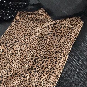 In Bloom by Jonquil Chemise Leopard Print Slip Dress with Lace Trim lingerie